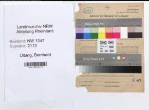 Entnazifizierung Bernhard Olbing , geb. 11.07.1899 (Angestellter)