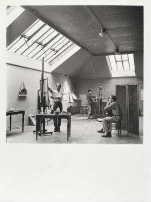 Ohne Titel (Der Malers José del Valle, in Paris 1952). Herbert Tobias im Atelier des Malers José del Valle in Paris