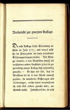 Vorbericht zur zweyten Auflage.