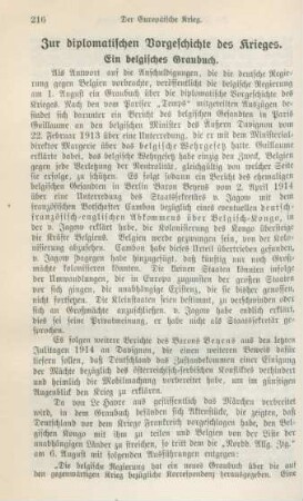 Zur diplomatischen Vorgeschichte des Krieges