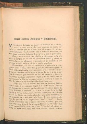 Sobre crítica moderna y modernista
