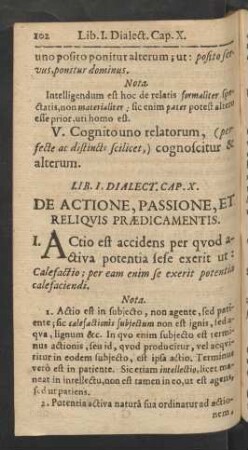Cap. X. De Actione, Passione, Et Reliqvis Praedicamentis.
