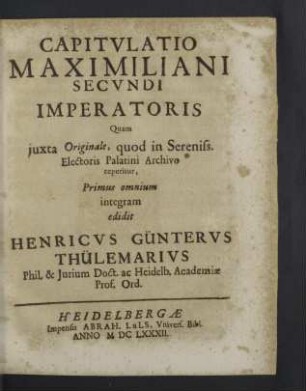 Capitulatio Maximiliani secundi imperatoris