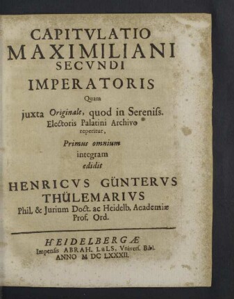Capitulatio Maximiliani secundi imperatoris