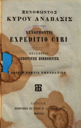 Xenophōntos Kyru anabasis : = Xenophontis Expeditio Cyri