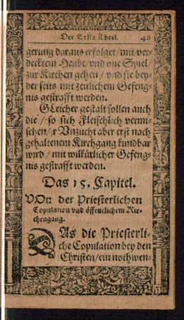 Das 15. Capitel. Von der Priesterlichen Copulation und öffentlichem Kirchengang.