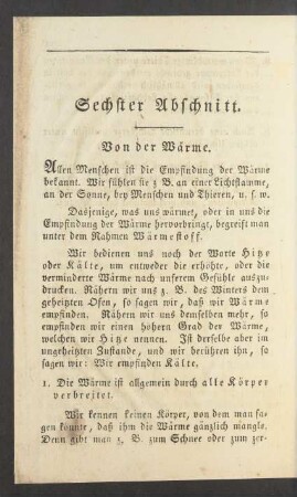 Sechster Abschnitt. Von der Wärme.