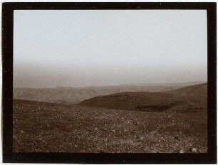 Blick n. d. Südende des T. Meers [Totes Meer] etwa v. abu Kafata [?]