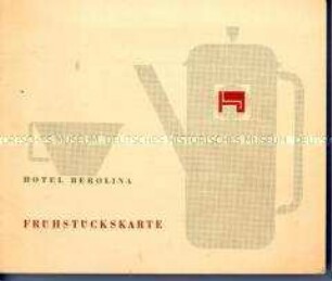 Speisekarte (Frühstückskarte) des Hotels "Berolina" in Berlin (deutsch/russisch/englisch)