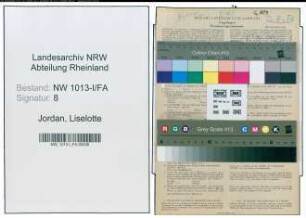 Entnazifizierung Liselotte Jordan , geb. 31.03.1914 (Betriebsinhaberin)