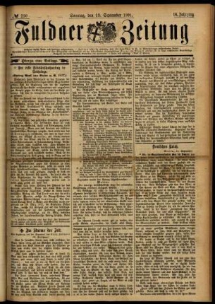 Erste Ausgabe vom Sonntag, den 13. September 1891.