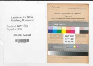 Entnazifizierung August Jansen , geb. 17.01.1907 (Angestellter)