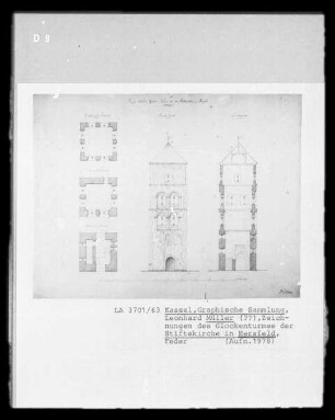 Bad Hersfeld, Stiftskirche, Zeichnungen des Glockenturmes