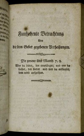 Funfzehente Betrachtung über die dem Gebet gegebenen Verheißungen.