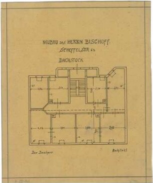 Billing, Hermann; Karlsruhe, Scheffelstr. 62; Haus Bischof - Grundriss DG