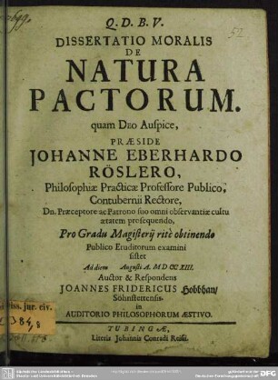 Dissertatio Moralis De Natura Pactorum