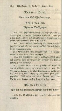 Neunter Titel. Von dem Gesellschaftsvertrage