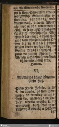 VI. Modlitwa dyż ze jedyn na Reżu hicż