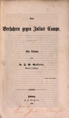 Das Verfahren gegen Julius Campe