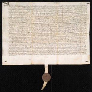 Rachtung zwischen Bischof Raban von Speyer und der Speyrer Geistlichkeit einerseits sowie Rat und Stadt Speyer andererseits, errichtet durch Erzbischof Konrad von Mainz.
