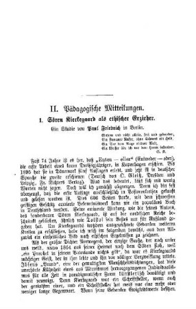 Sören Kierkegaard als ethischer Erzieher : Pädagogische Mitteilungen