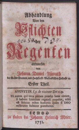1: Abhandlung von den Pflichten der Regenten