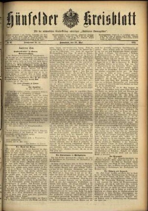 Ausgabe vom Samstag, den 29. Mai 1915.