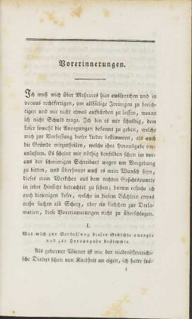 Vorerinnerungen.