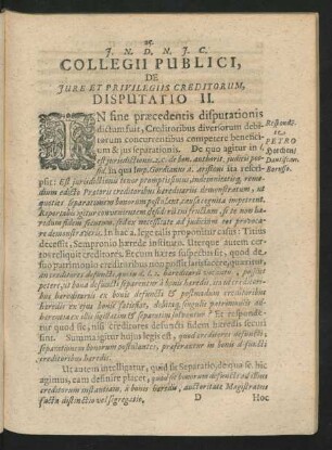Disputatio II. Respondente Petro Horchen