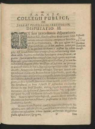 Disputatio II. Respondente Petro Horchen