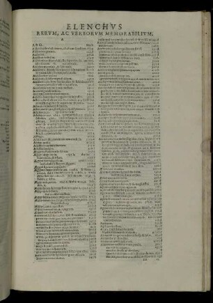 Elenchus Rerum, Ac Verborum Memorabilium.