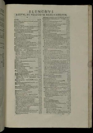 Elenchus Rerum, Ac Verborum Memorabilium.