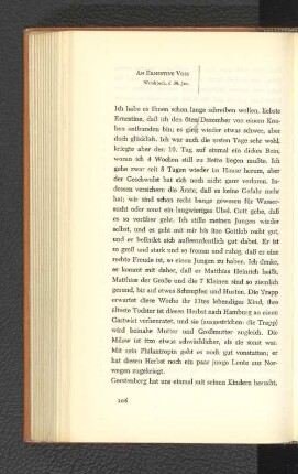 An Ernestine Voss Wandsbeck, den 30. Januar