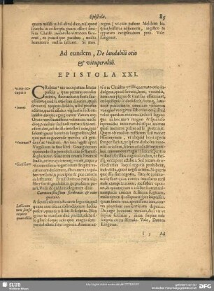 Ad eundem, De laudabili otio & vituperabili. Epistola XXI.