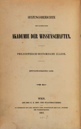Sitzungsberichte. 21. 1856 (1857)