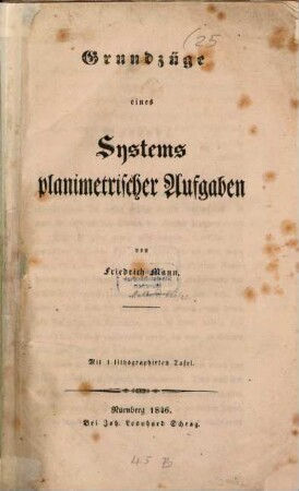 Grundzüge eines Systems planimetrischer Aufgaben