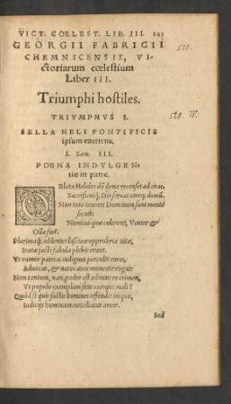 Georgii Fabricii Chemnicensis, Victoriarum coelestium Liber III.