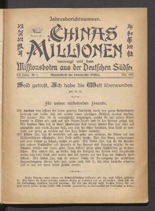 XX. Jahrg. Nr. 5. Mai 1919