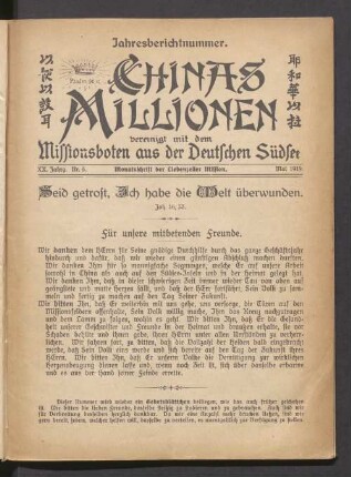 XX. Jahrg. Nr. 5. Mai 1919