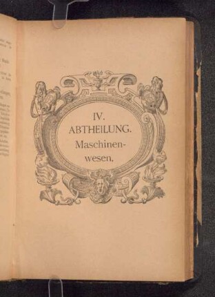 IV. ABTHEILUNG. Maschinenwesen.