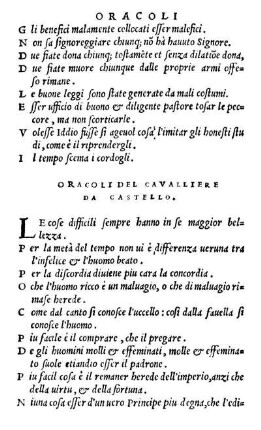 Oracoli Del Cavalliere Da Castello.