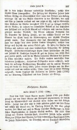 Fünfzehntes Kapitel. Kaiser Joseph II. (1765 - 1790)