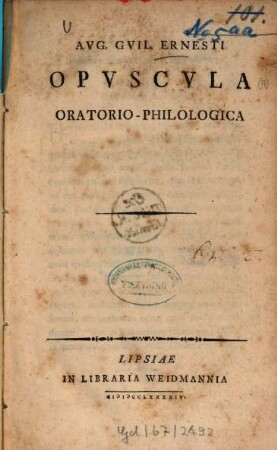 Opuscula oratorio-philologica