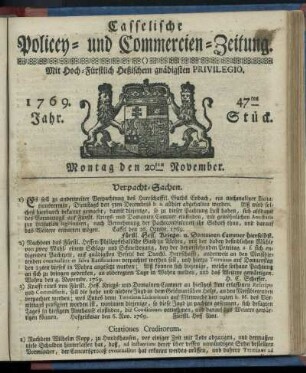 47tes Stueck, Montag den 20ten November 1769