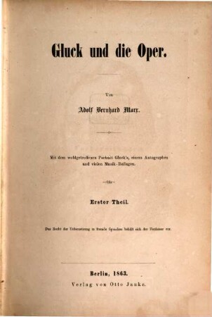 Gluck und die Oper, 1