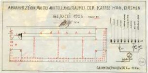 Abnahmezeichnung des Ausstellungsraumes der Kaffee Hag, Bremen