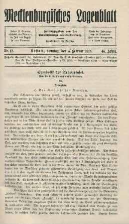 Nr. 12. Rostock, Sonntag, den 3. Februar 1918.