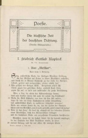 Die klassische Zeit der deutschen Dichtung