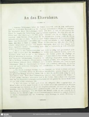 An das Elternhaus