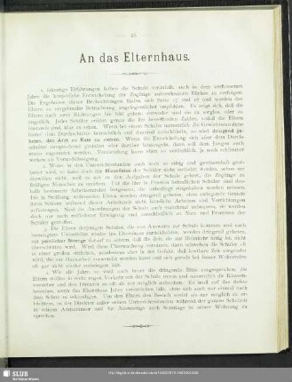 An das Elternhaus